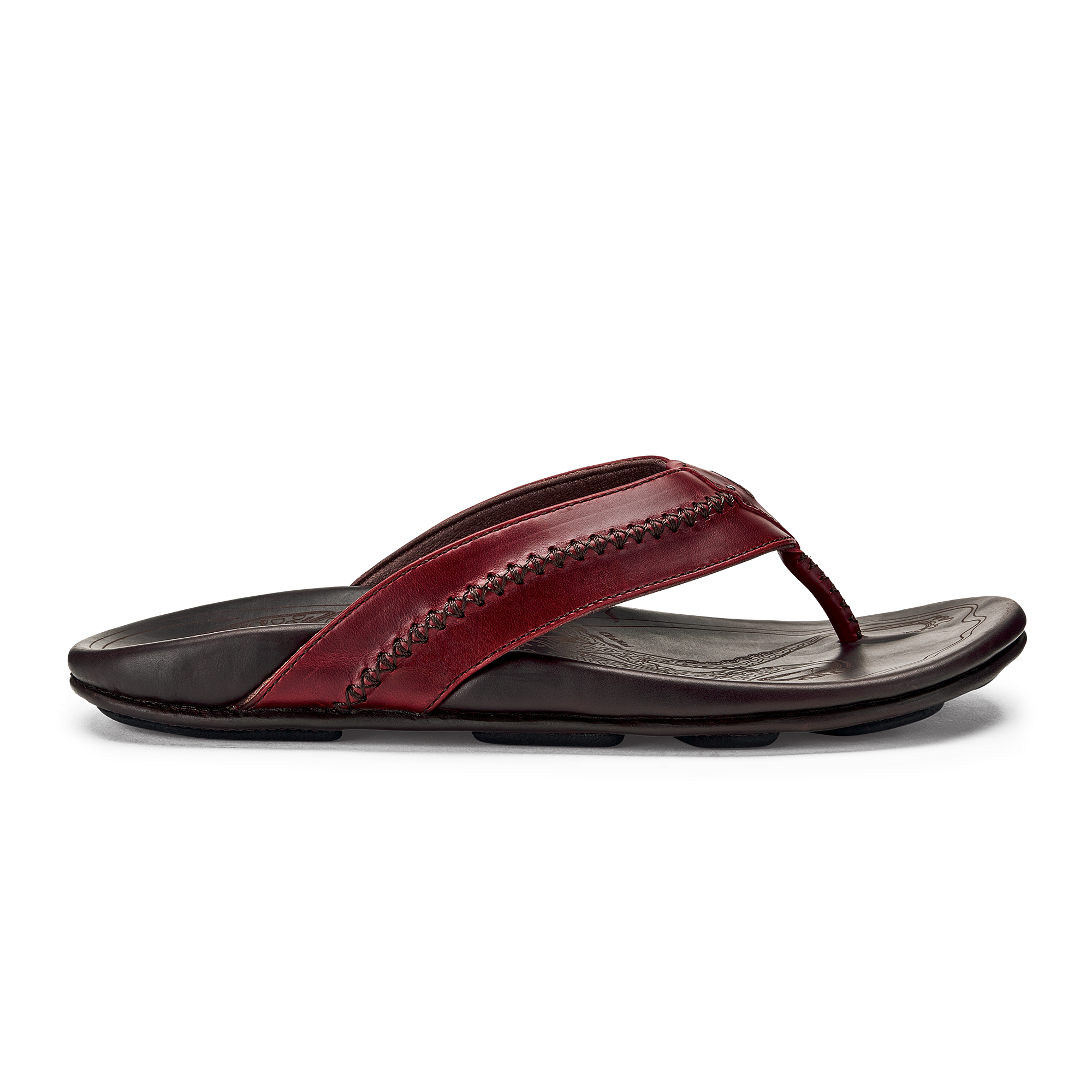Mea Ola Men's Leather Beach Sandals - Terra / Dark Wood