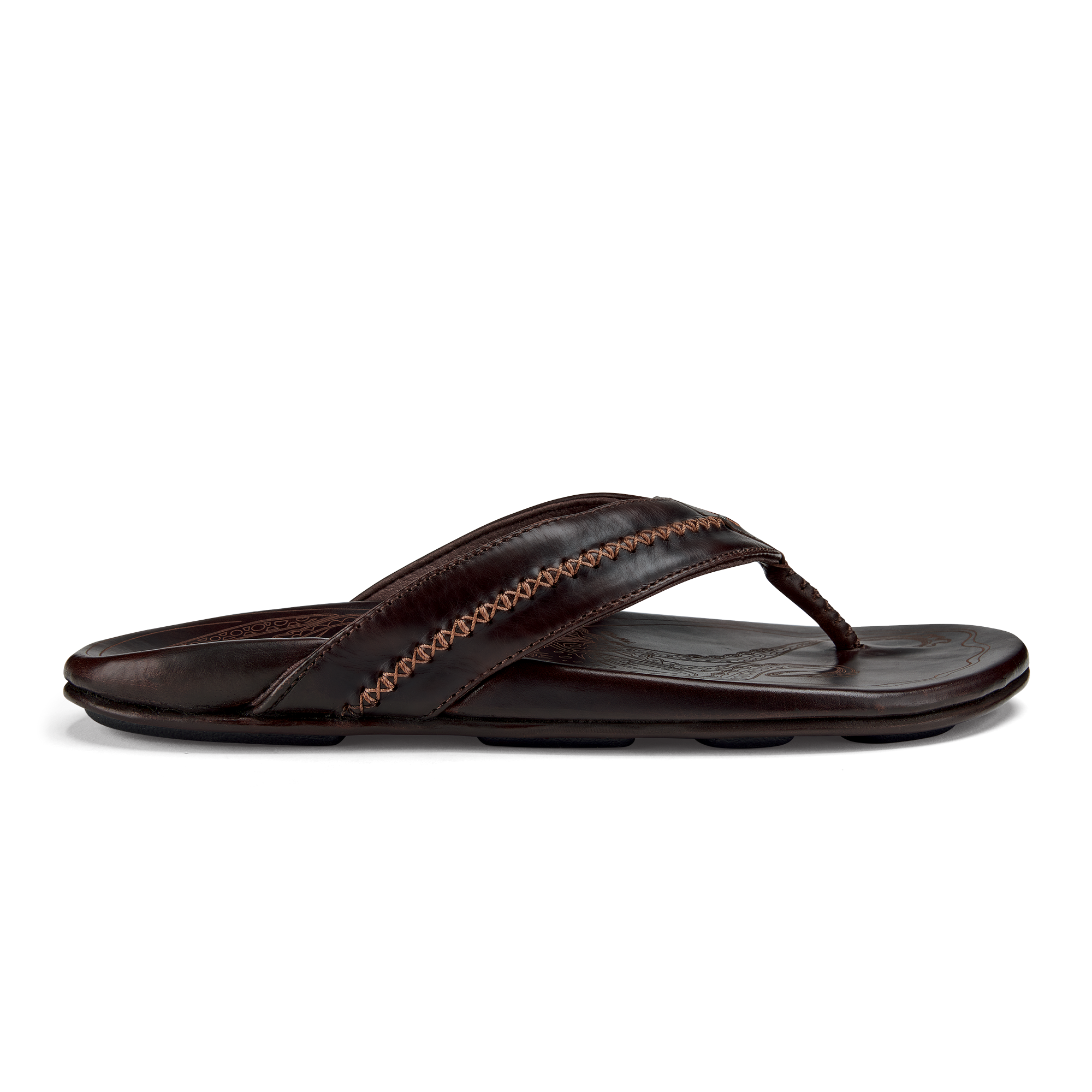 Mea Ola Men's Leather Beach Sandals - Dark Java